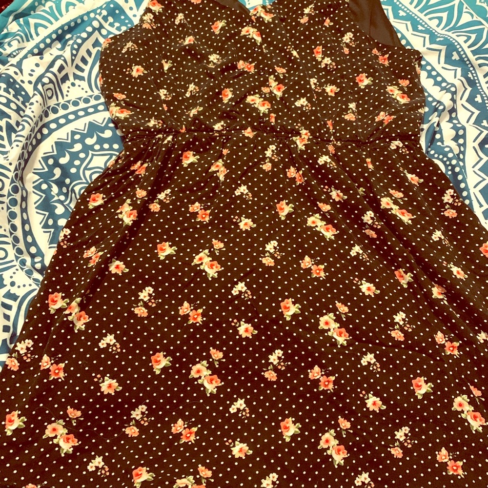 3X Floral Polka Dot Dress